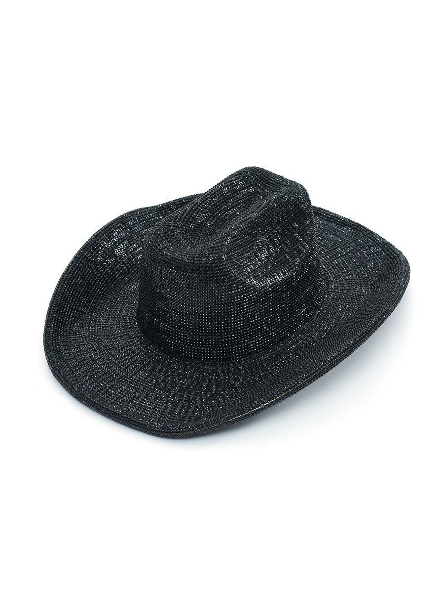 Keira Black Rhinestone-Embellished Fedora
