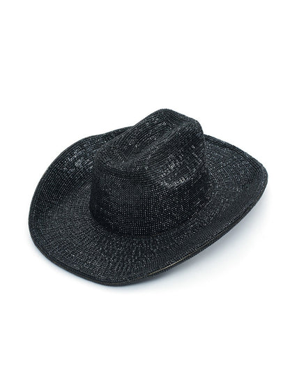 Keira Black Rhinestone-Embellished Fedora