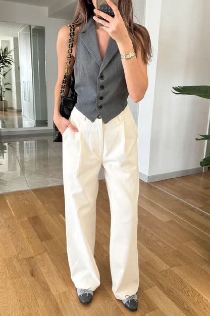 Casual Lasel Vest \u0026 Pants Two-Piece Set