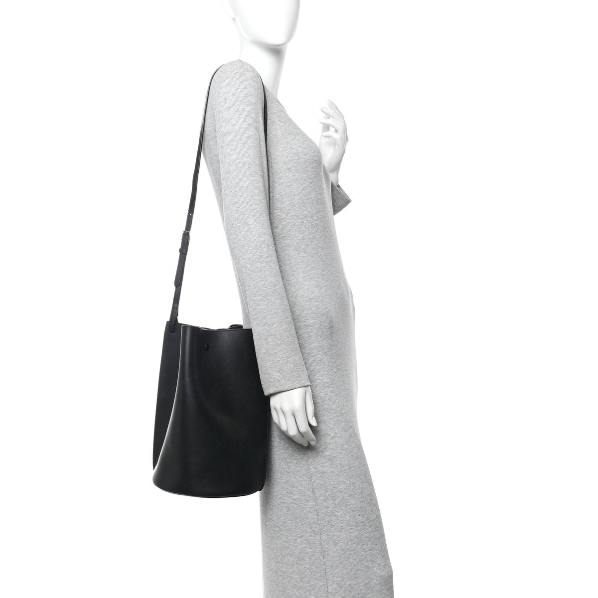 Smooth Calfskin Medium Pinched Bag Black