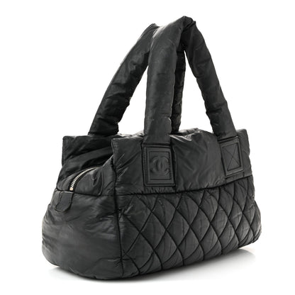 Nylon Coco Cocoon Zipped Tote Black