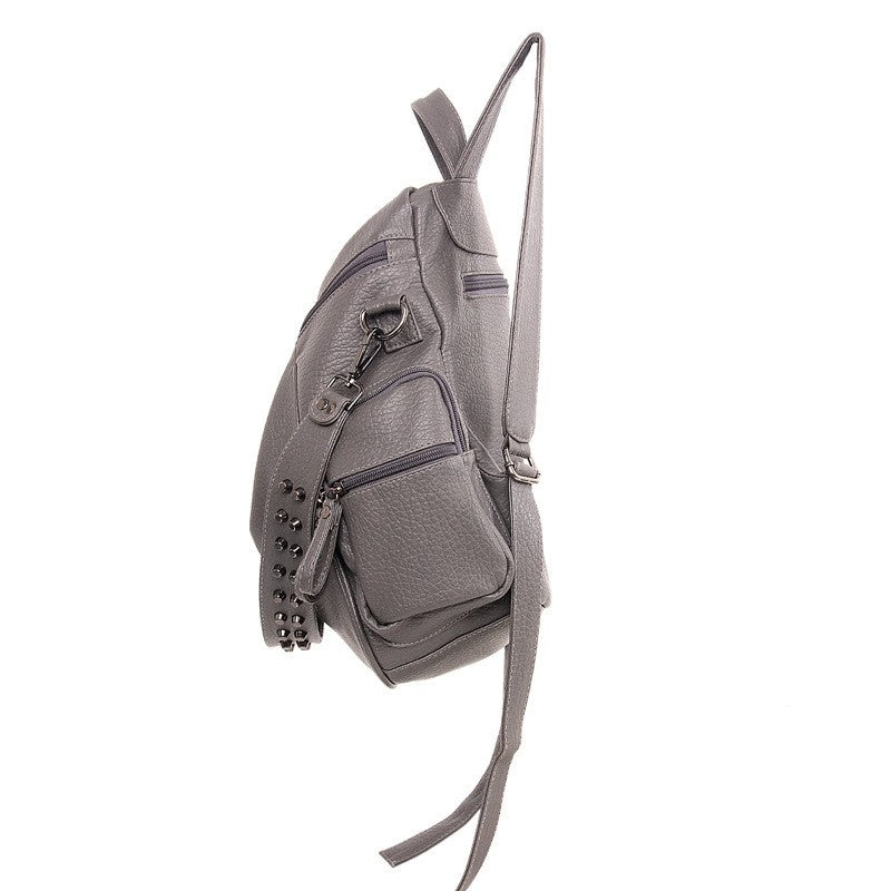 Plain Large Capacity Riveted Shoulders Bag