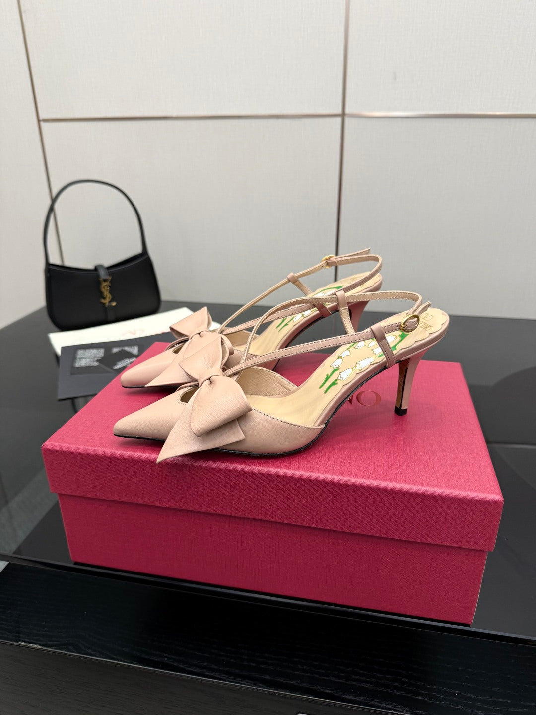 VT Bowow Slingback Pumps 85mm Pink Leather