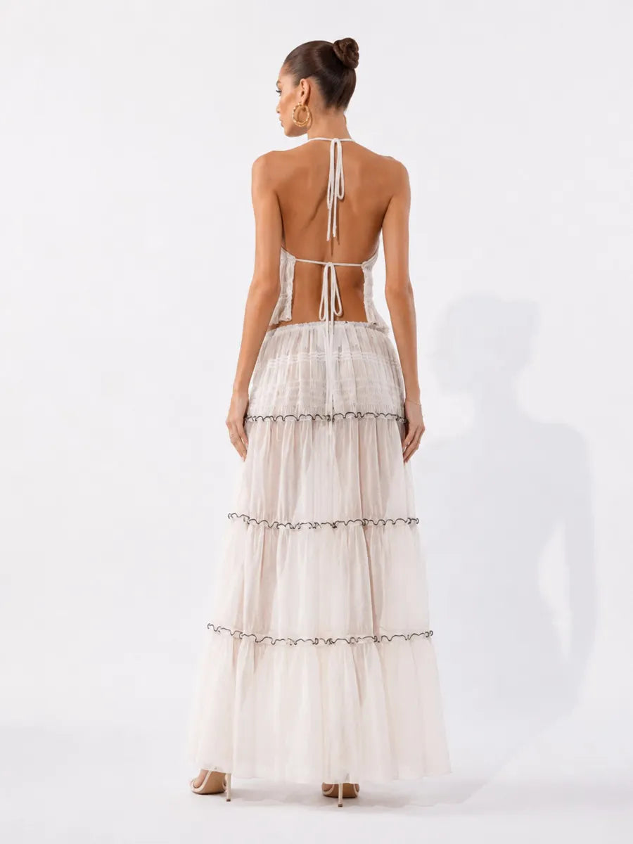 Sienna Sexy Sheer Mesh Maxi Skirt Set