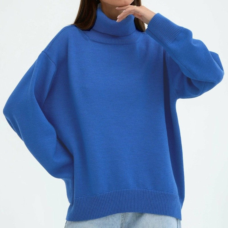 Solid Color High Neck Sweater