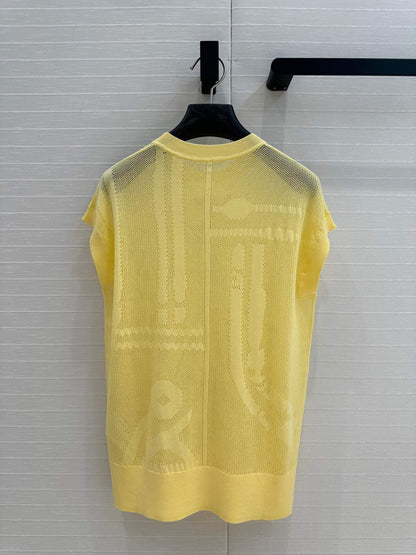 Hm 25 Short-sleeved Sweater Yellow Mesh Polyester