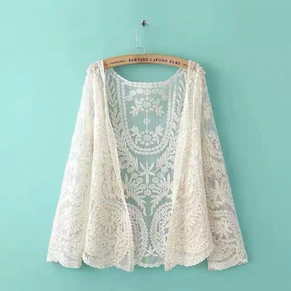 Crosa - Sheer Lace Boho Cardigan Cover-Up