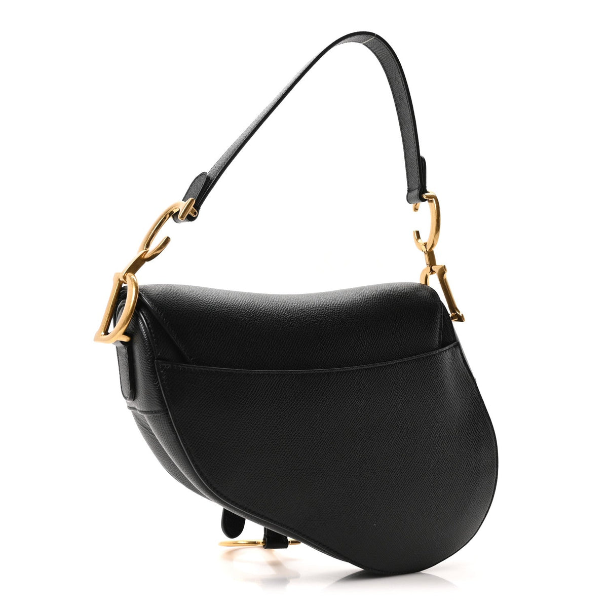 Grained Calfskin Saddle Bag Black