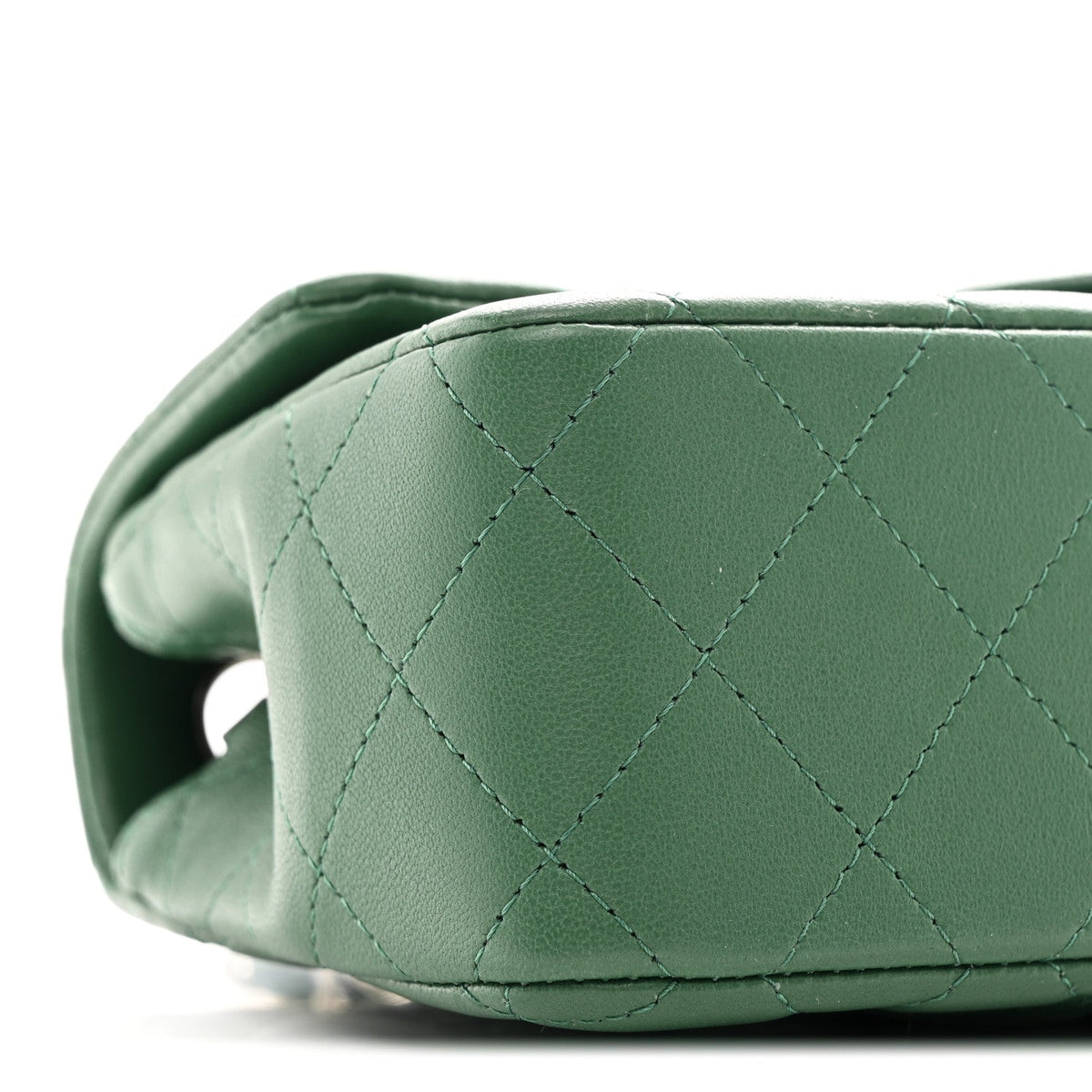 Lambskin Quilted Mini Rectangular Flap Dark Green