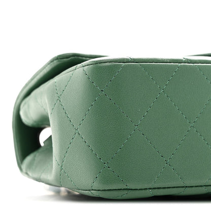 Lambskin Quilted Mini Rectangular Flap Dark Green