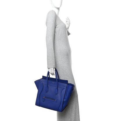 Drummed Calfskin Mini Luggage Indigo