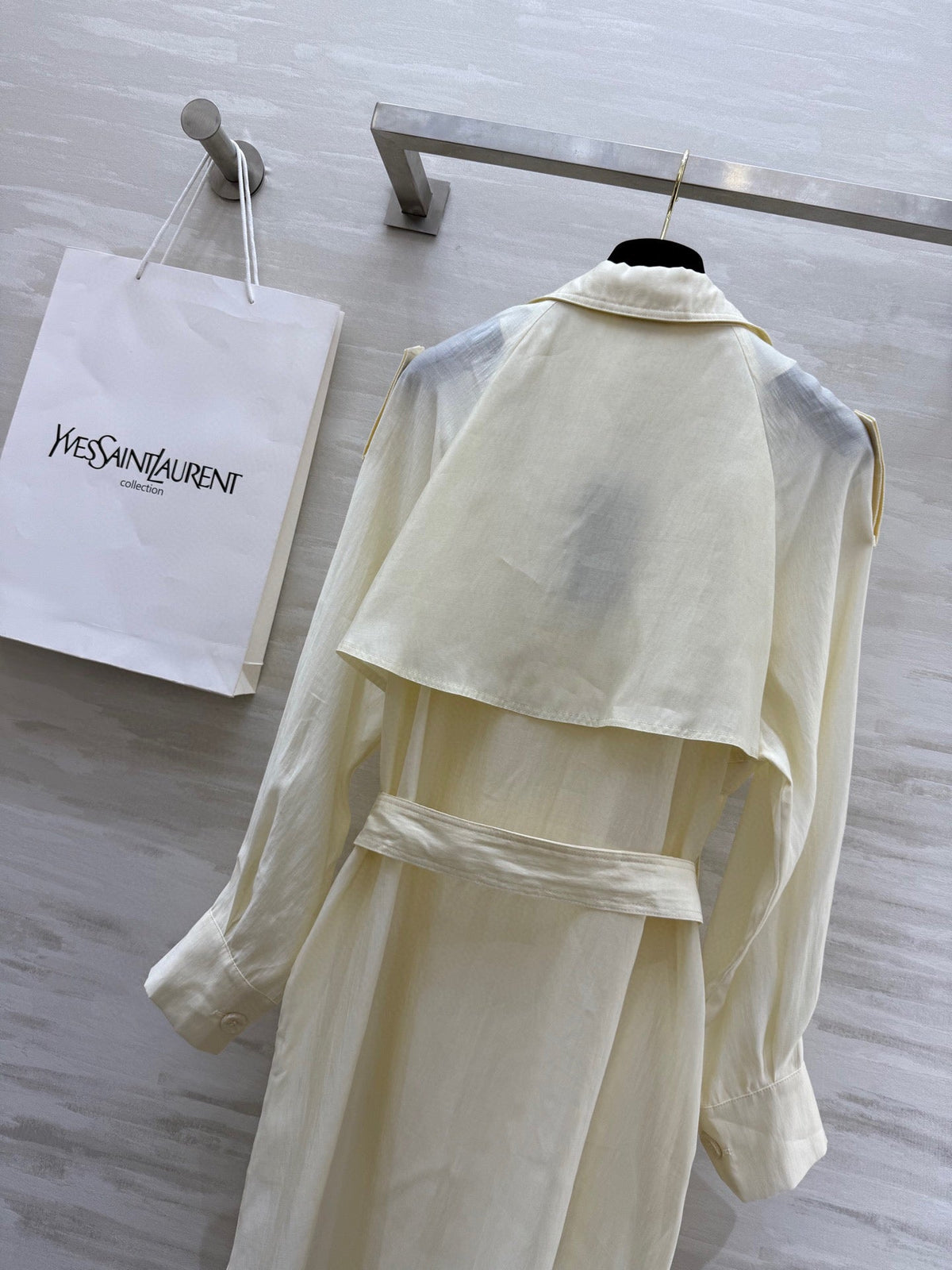 YSL 25 Windbreaker Jacket Cream Tencel