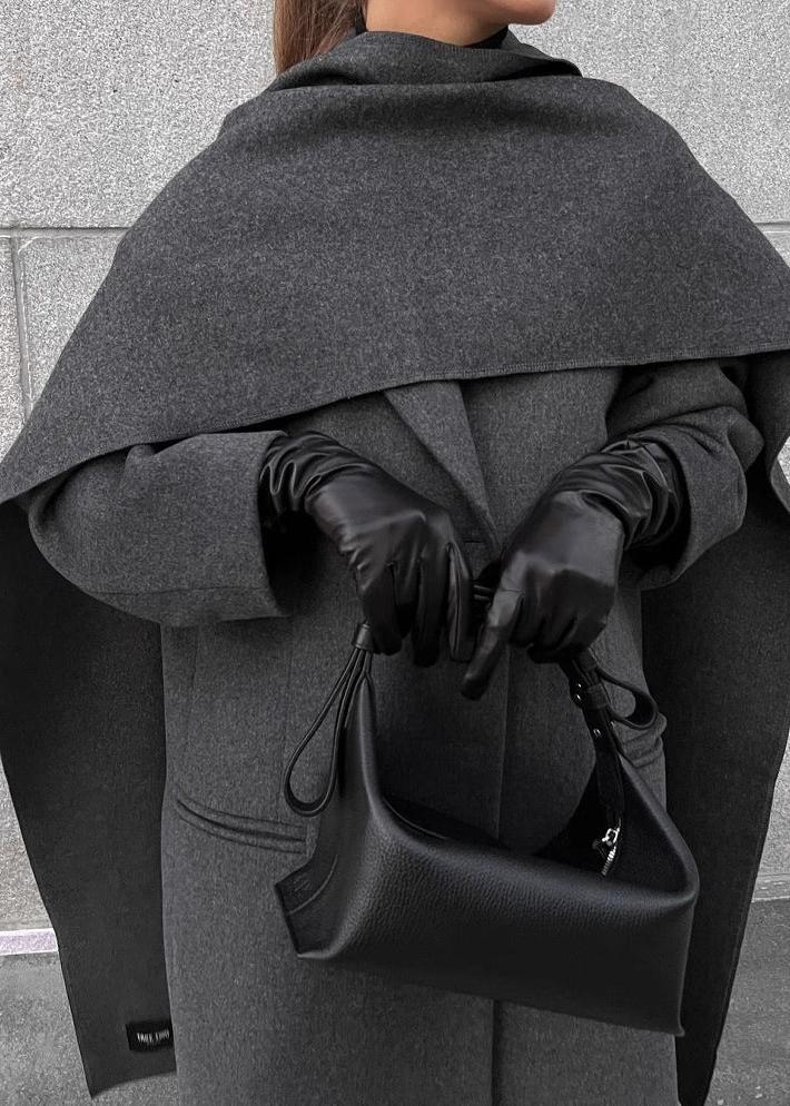 Long Overcoat Wool Like Fabric Asymmetric Draped