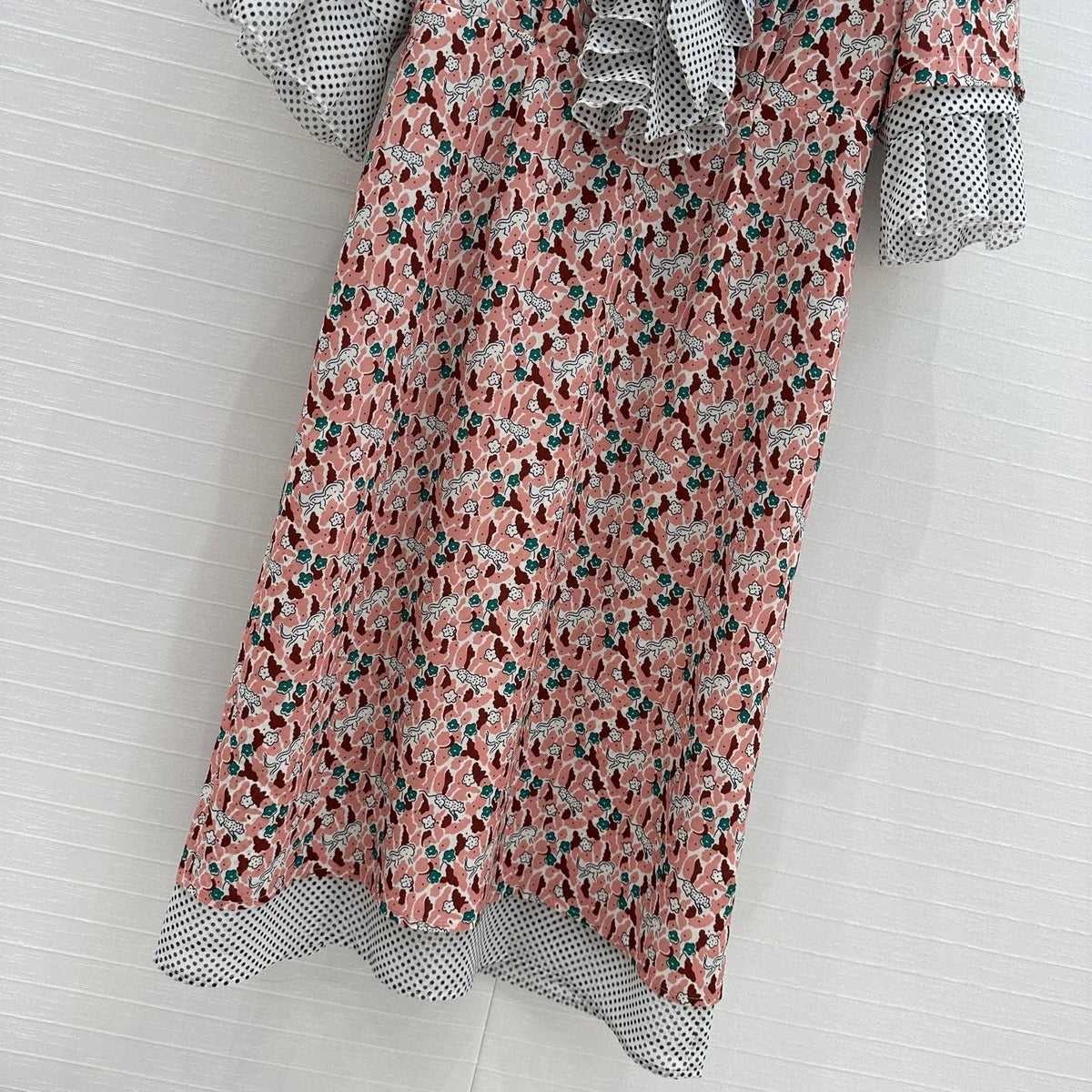 Prada Lace Half-sleeved Dress Pink mix colors Polyester