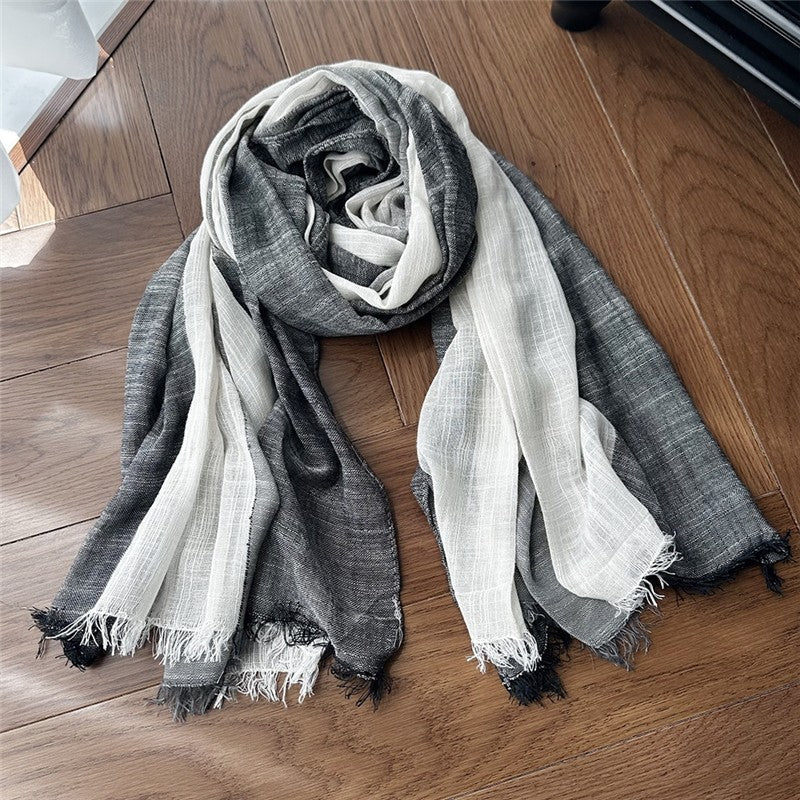 Casual Striped Fringed Thin Scarf