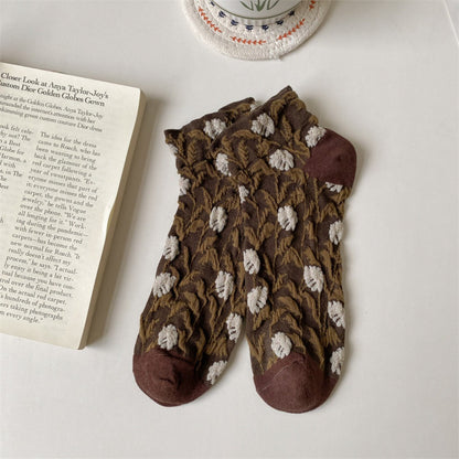 Rufia - Embossed 3D Floral Ankle Socks