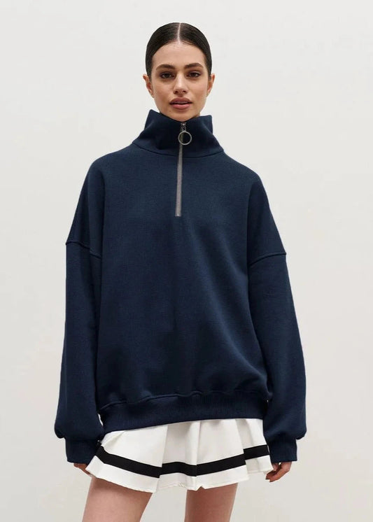 Zip Up Sweater Soft Fabric Casual Style