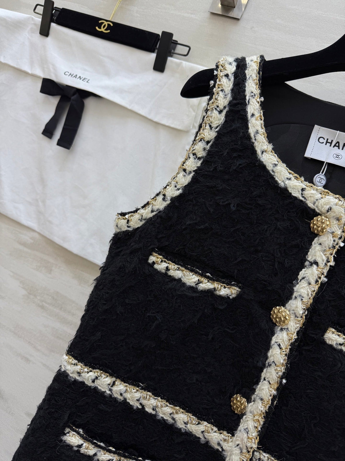 CC FW 25/26 Dress Black White Tweed 343342