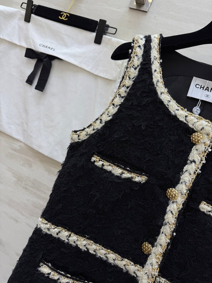 CC FW 25/26 Dress Black White Tweed 343342