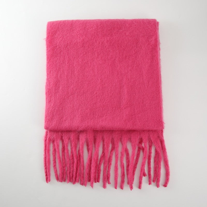 Solid Color Tassel Soft Wool Scarf