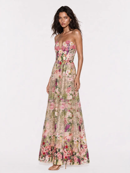 Alessandra Floral Strapless Maxi Dress