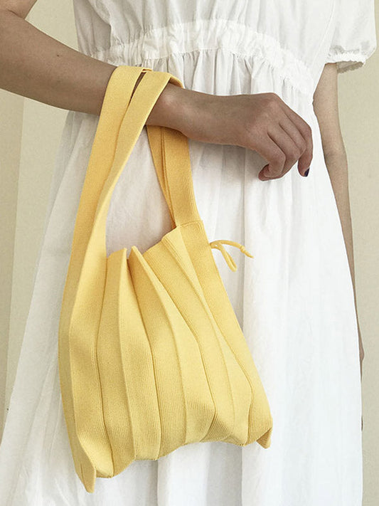 Original 6 Colors Knitting Pleated Drawstring Handbag