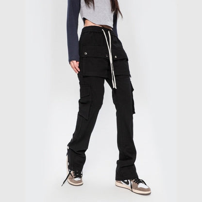 Button-Fly Multi-Pocket Cargo Pants Slim Fit Unisex Design