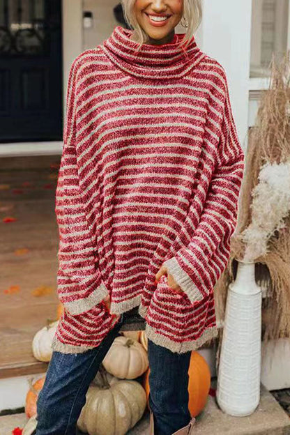 PERFECT TIMING STRIPE POCKETED TUNIC SWEATER