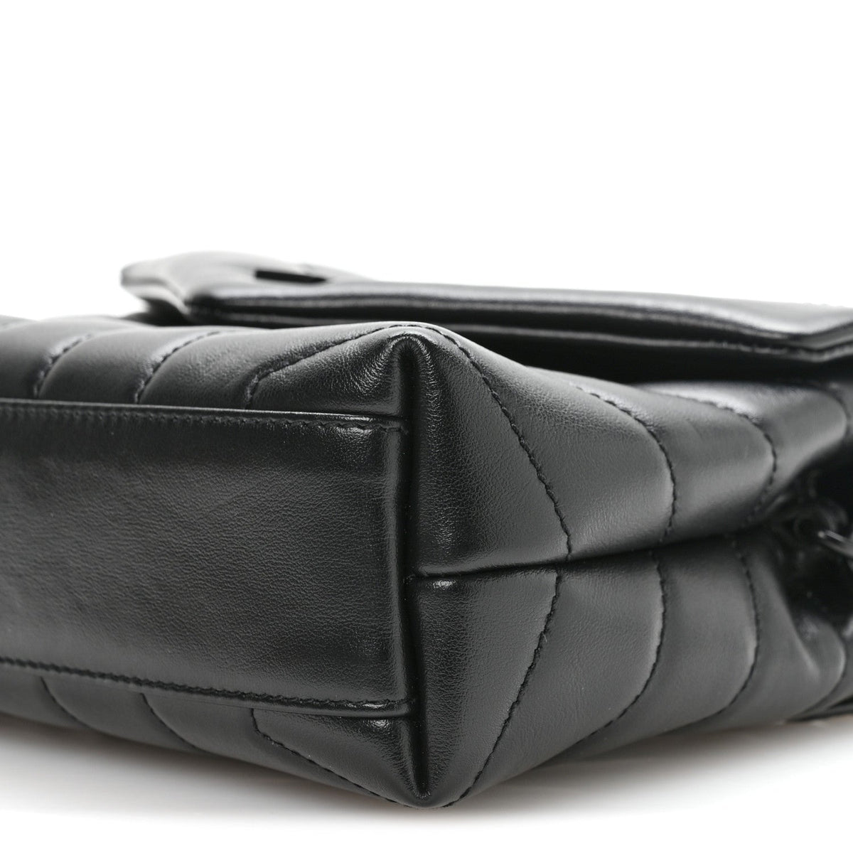 Calfskin Y Quilted Monogram Monochrome Toy Loulou Crossbody Bag Black