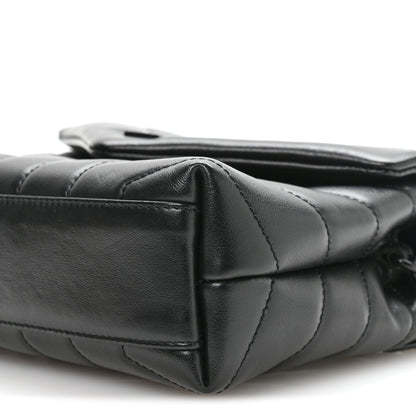 Calfskin Y Quilted Monogram Monochrome Toy Loulou Crossbody Bag Black