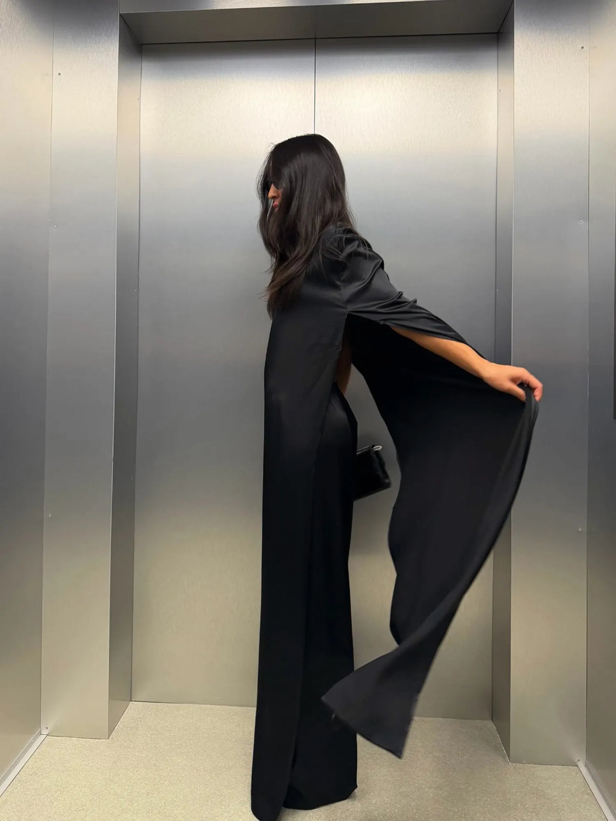 Calliope Satin Two-Piece Set In Black
