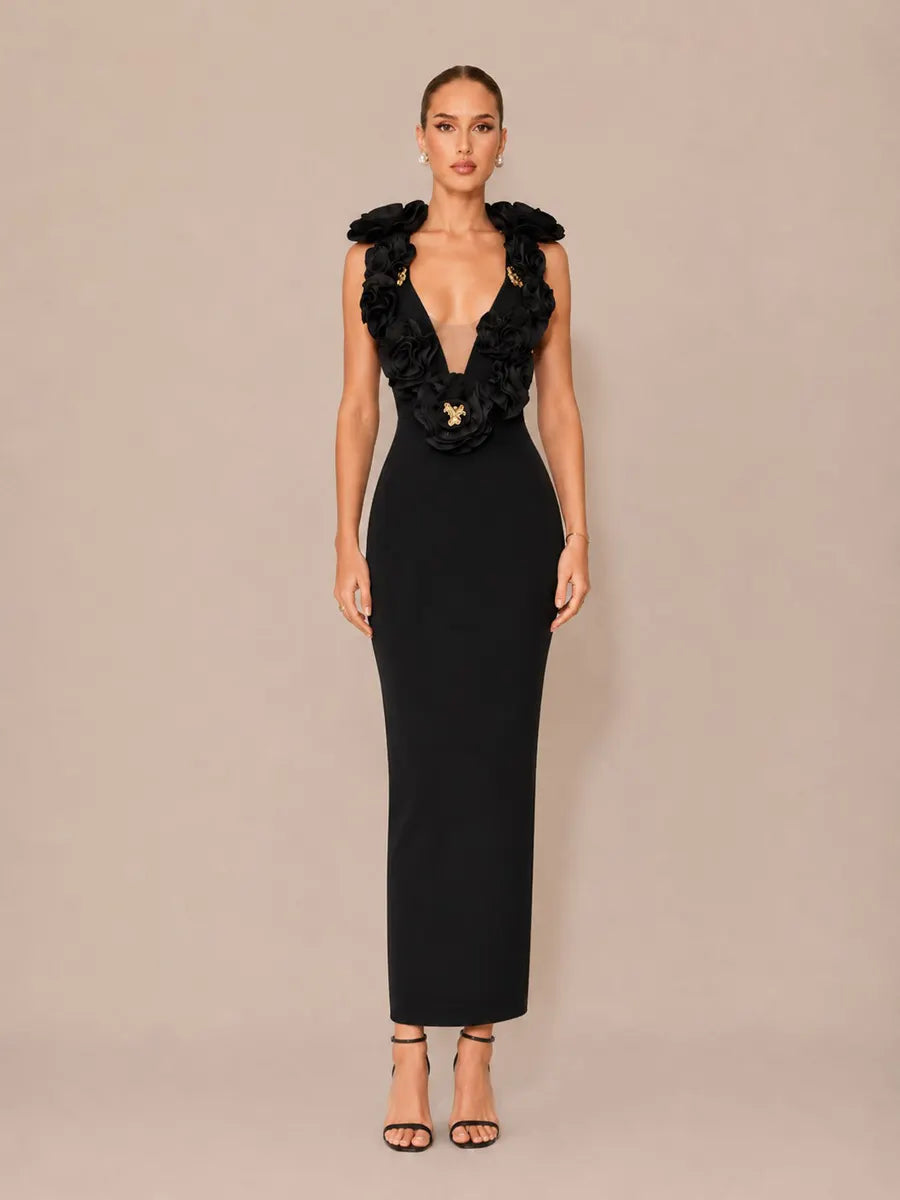 Bellamy Metallic-Trim Ruffled Maxi Dress