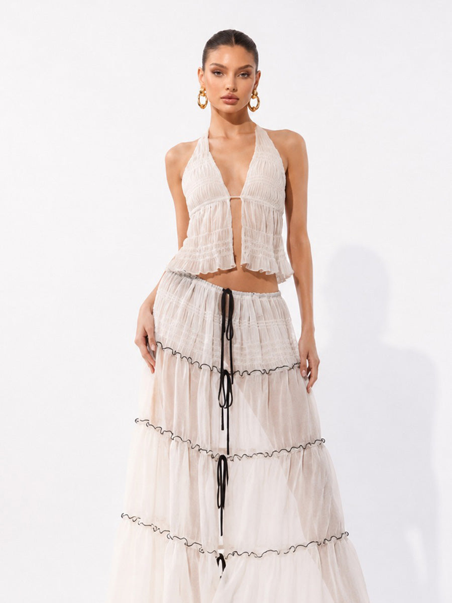 Sienna Sexy Sheer Mesh Maxi Skirt Set