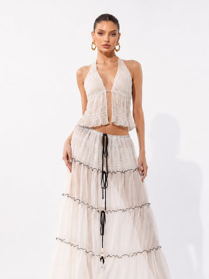 Sienna Sexy Sheer Mesh Maxi Skirt Set
