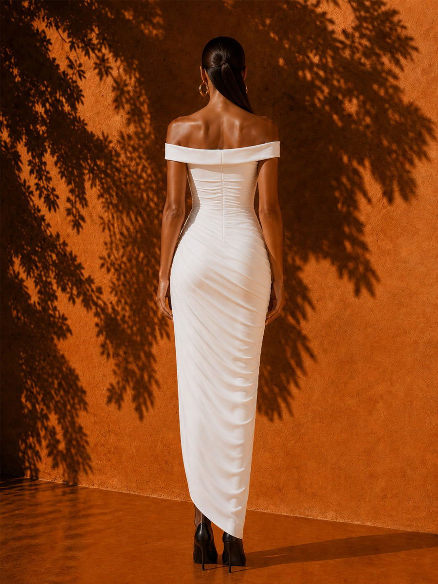 Juliette Sexy Off-Shoulder Bodycon Maxi Dress with Side Slit