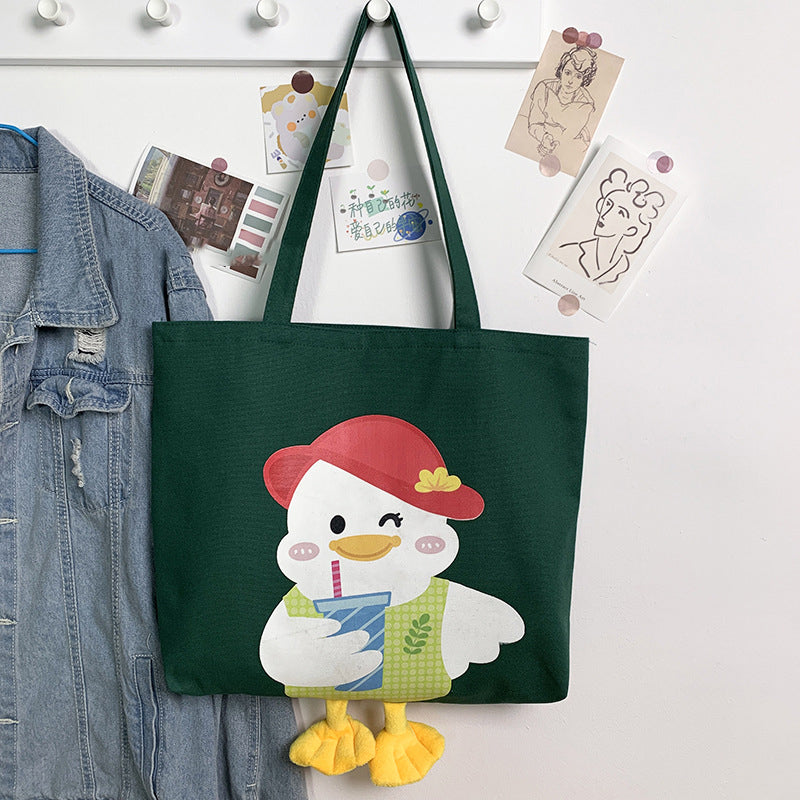 Cute Duck Pattern Large Capacity Canvas Bag