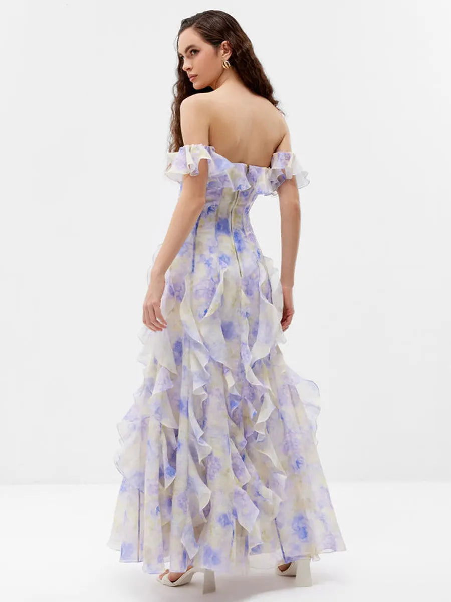 Azalea Romantic Ruffled Maxi Dress In Purple