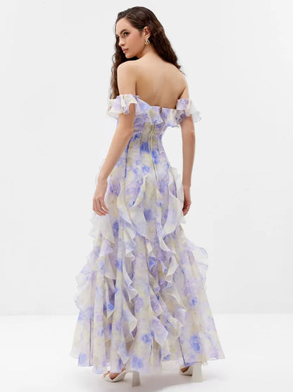 Azalea Romantic Ruffled Maxi Dress In Purple