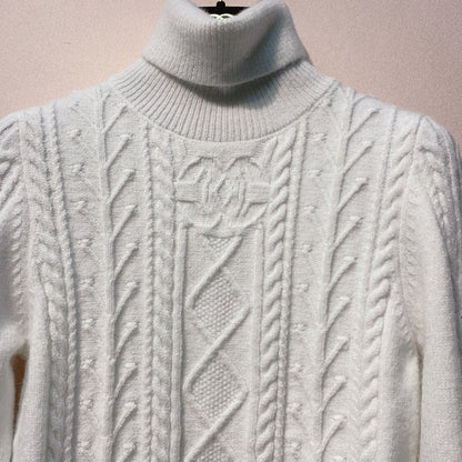 Chanel 25 Cable-knit Turtleneck Sweater Cashmere 317402