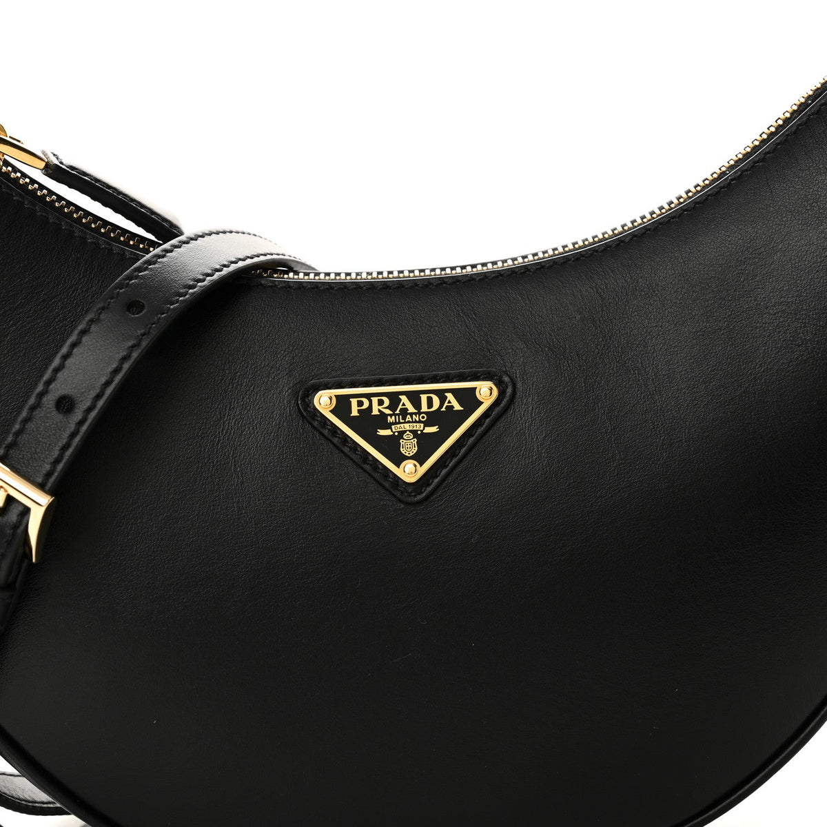 Soft Calfskin Arque Shoulder Bag Black
