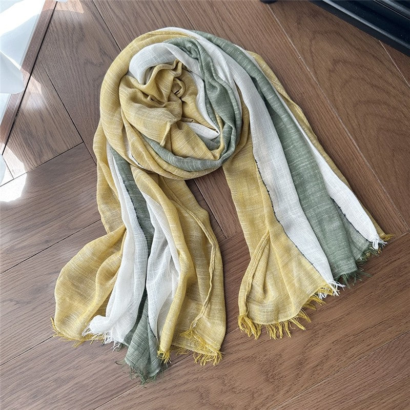 Casual Striped Fringed Thin Scarf