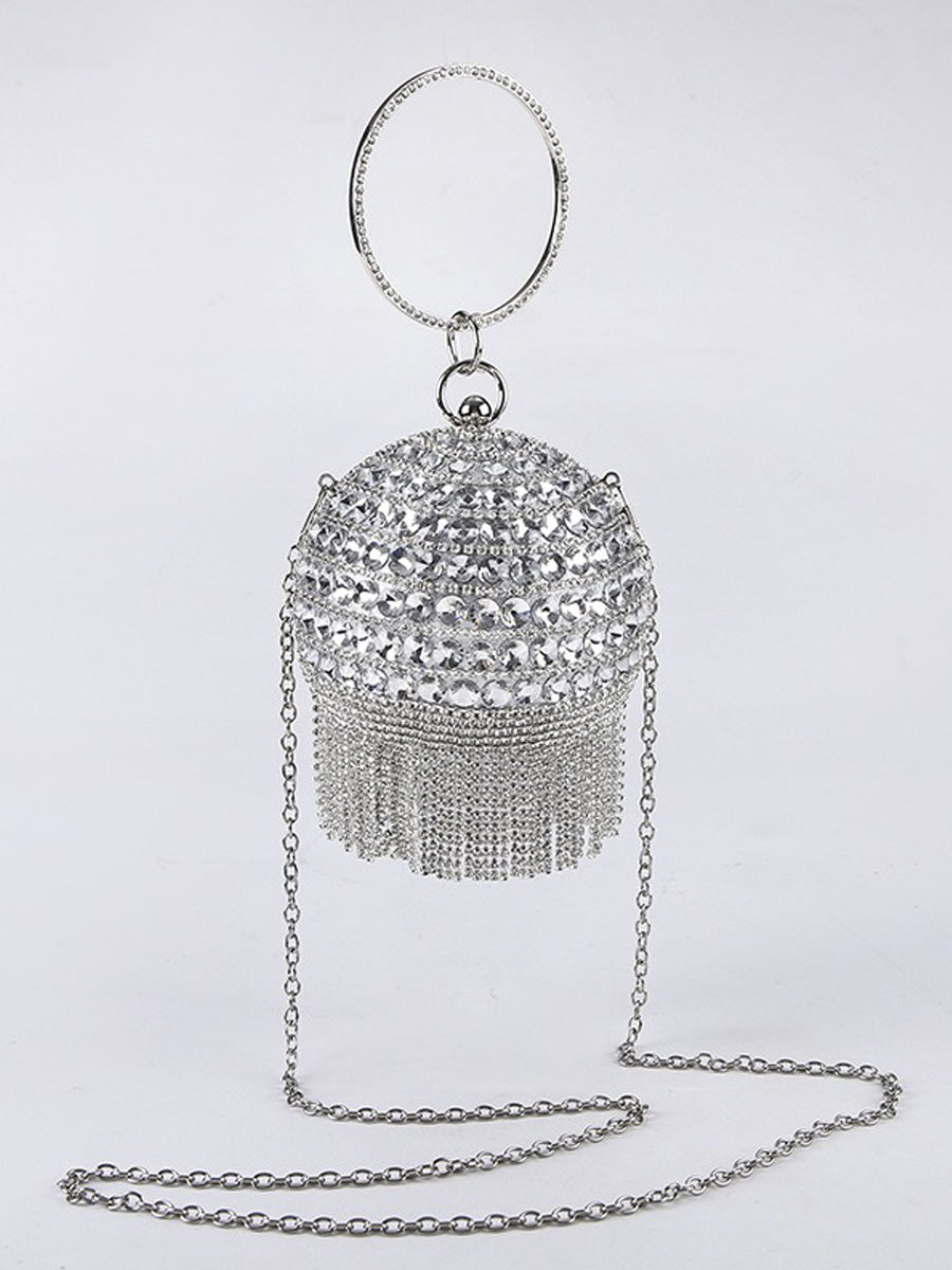 Guinevere Rhinestone Tassel Sphere Bag
