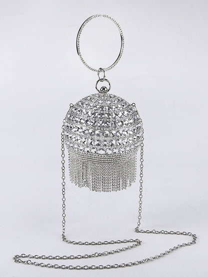 Guinevere Rhinestone Tassel Sphere Bag