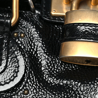 Crinkled Patent Medium Paddington Satchel Black