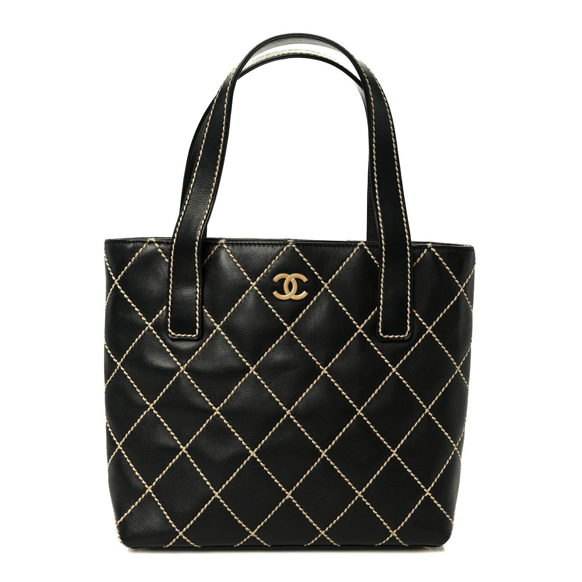 Calfskin Wild Stitch Tote Black