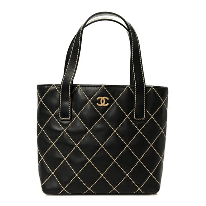 Calfskin Wild Stitch Tote Black
