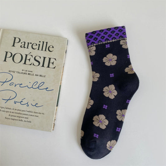 Rufia - Colorful Floral Pattern Mid-Calf Socks