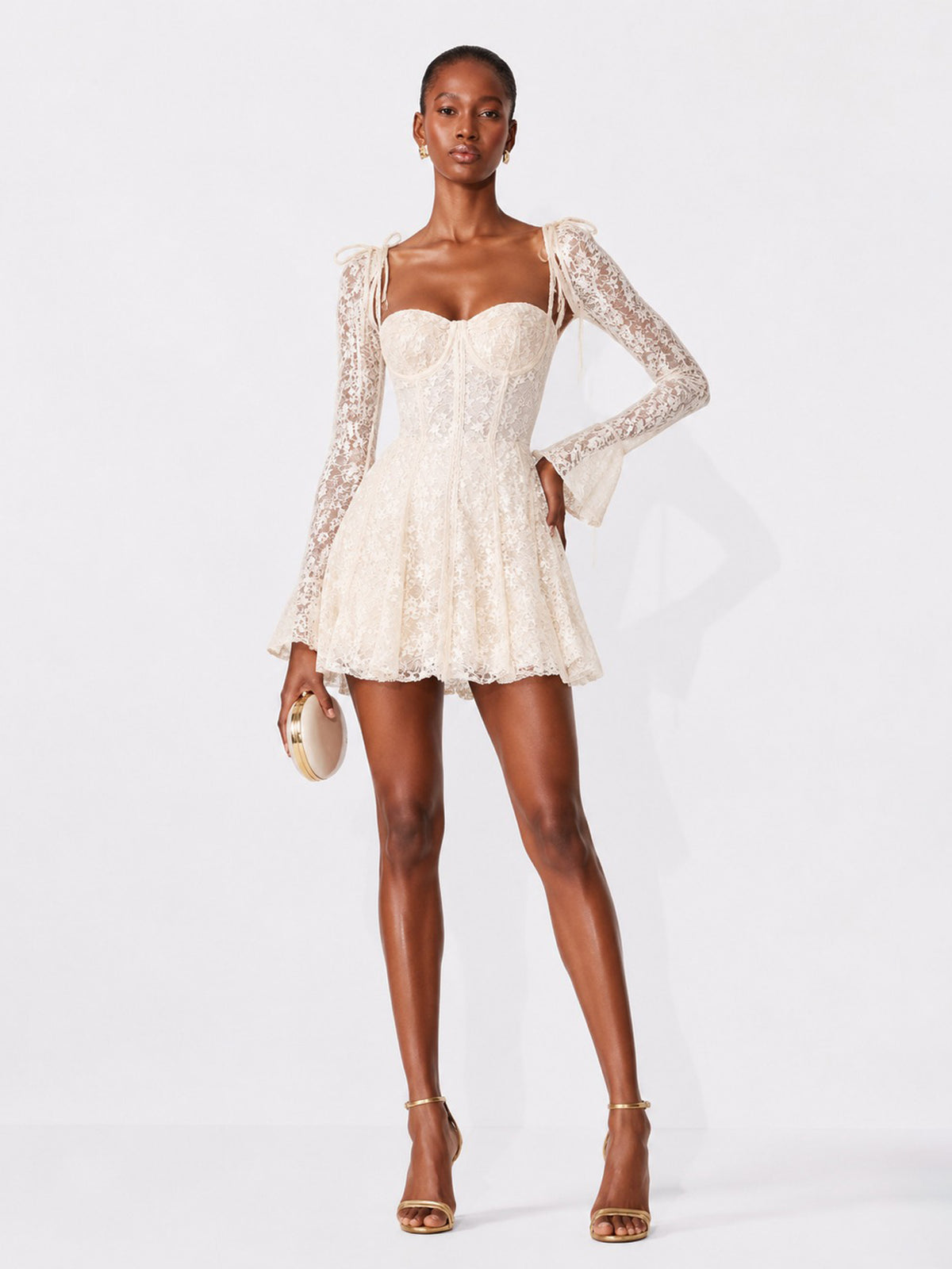 Rafaela Lace Square-Neck Mini Dress In White