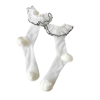Rufia - Breathable Lace Trim Ballet Socks - Sweet &amp; Soft