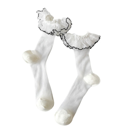 Rufia - Breathable Lace Trim Ballet Socks - Sweet &amp; Soft